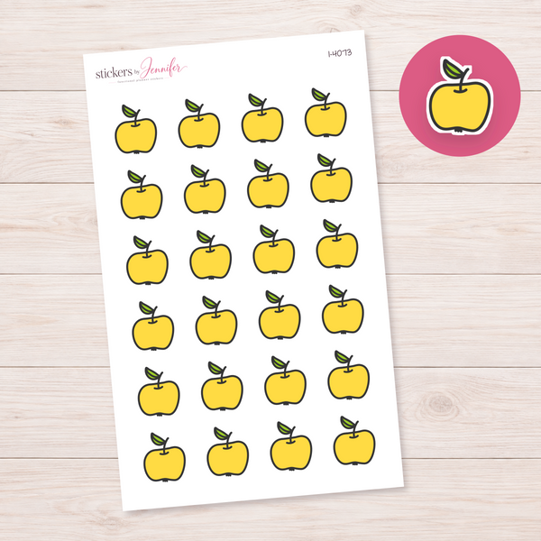 Yellow Apple with Leaf Planner Stickers | I-4073