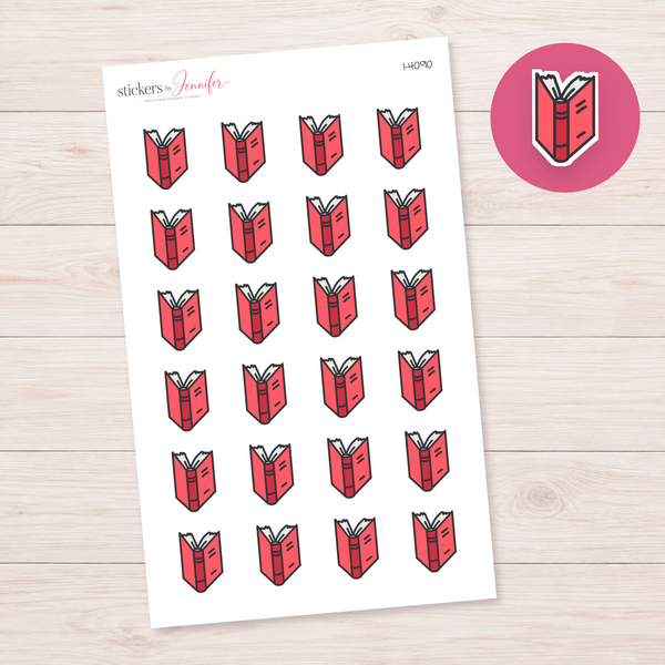 Upright Red Open Book Planner Stickers | I-4090