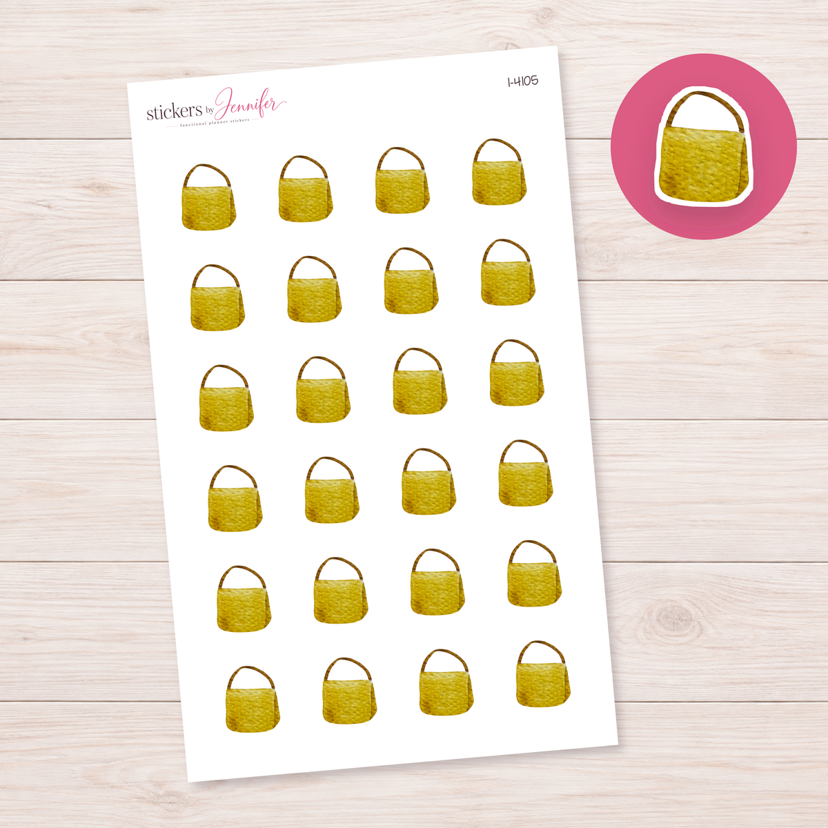 Yellow Handled Basket Planner Stickers | I-4105