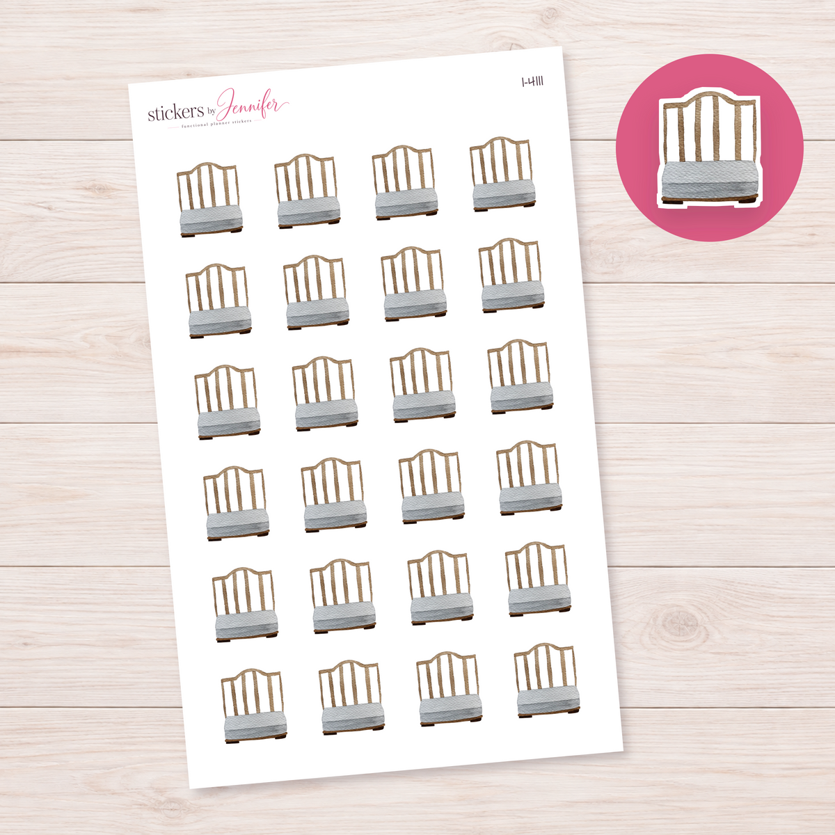 Wooden Bench with Cushion Planner Stickers | I-4111