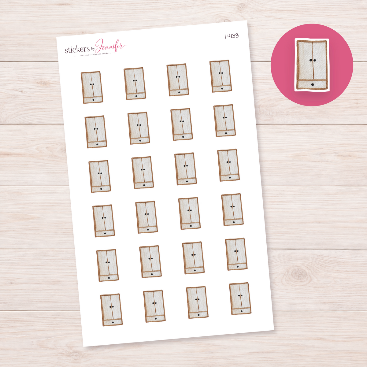 White Wardrobe with Drawer Planner Stickers | I-4133