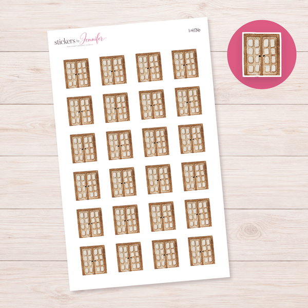 Wooden Paneled Cupboard Planner Stickers | I-4136