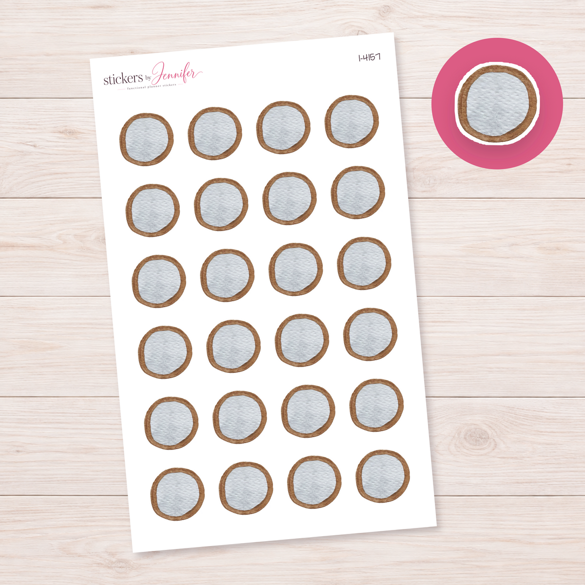 Wood-Framed Round Mirror Planner Stickers | I-4157