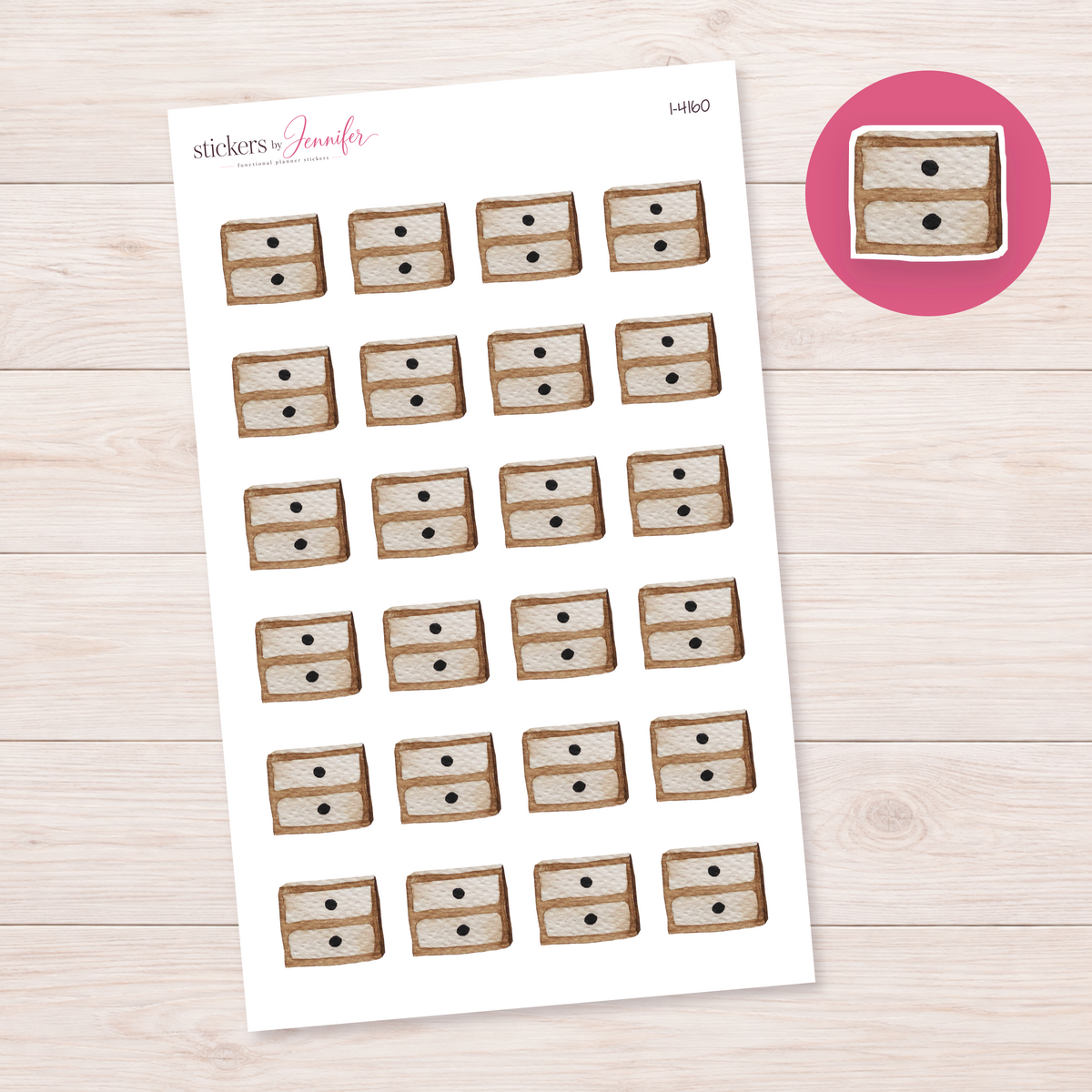 Two-Drawer Bedside Cabinet Planner Stickers | I-4160
