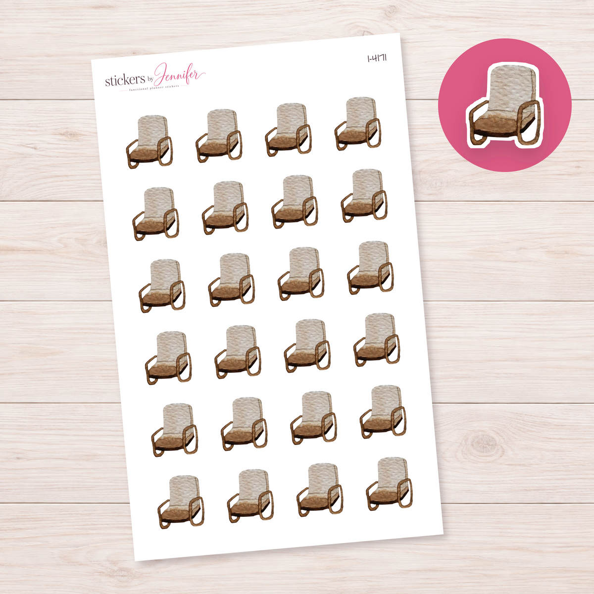 Cushioned Rocking Chair Planner Stickers | I-4171