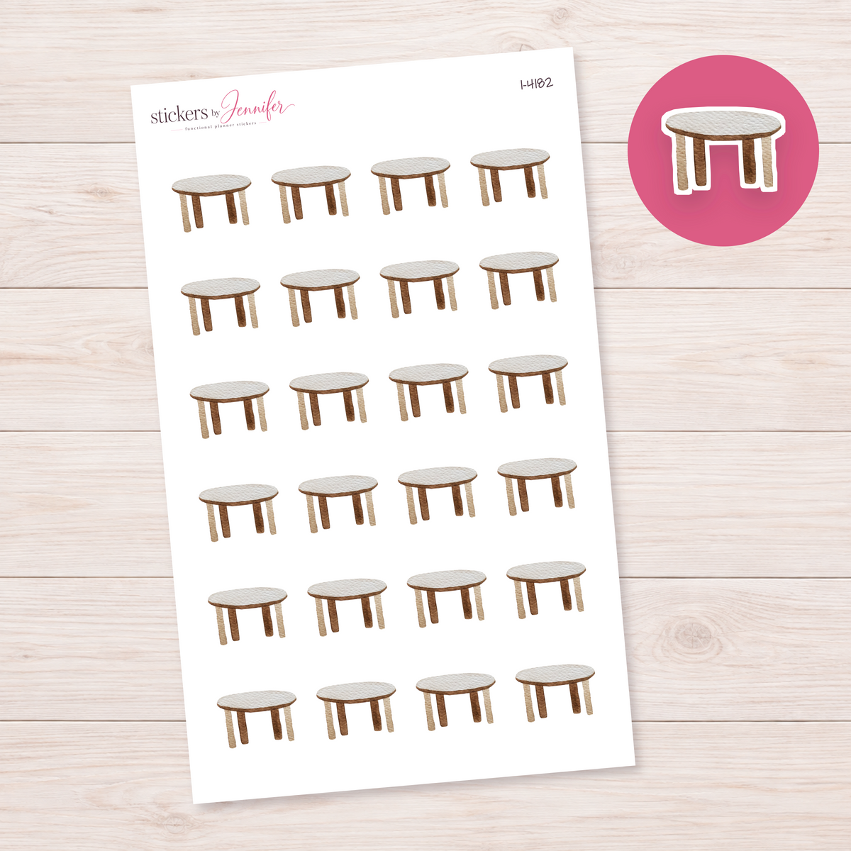 Round White-Top Table Planner Stickers | I-4182