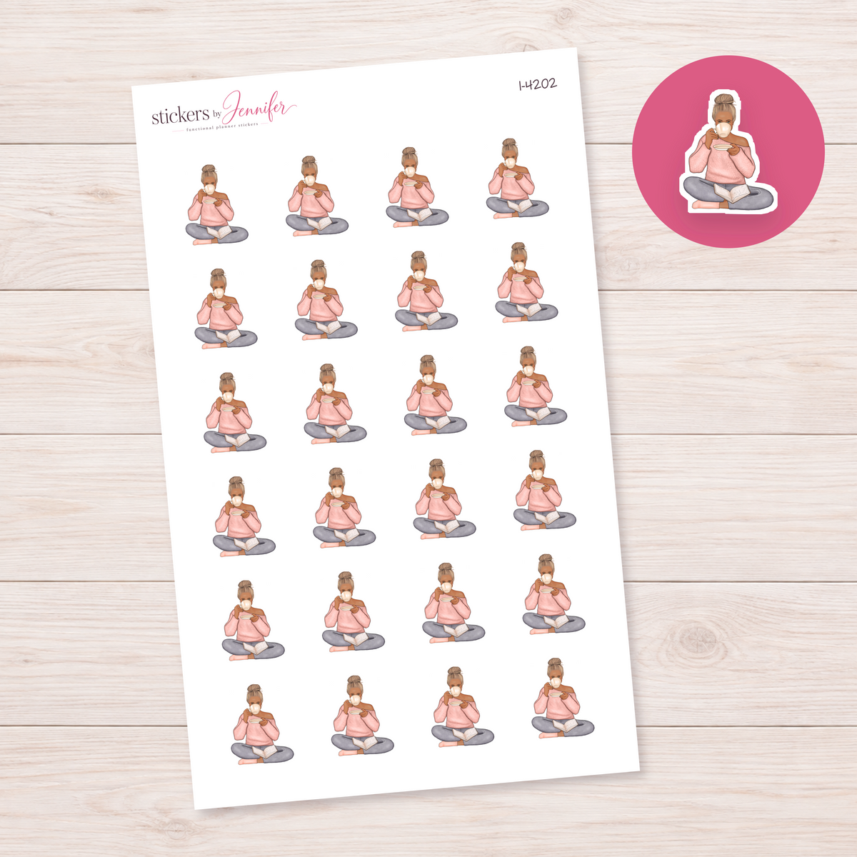 Cozy Reading and Tea Woman Planner Stickers | I-4202