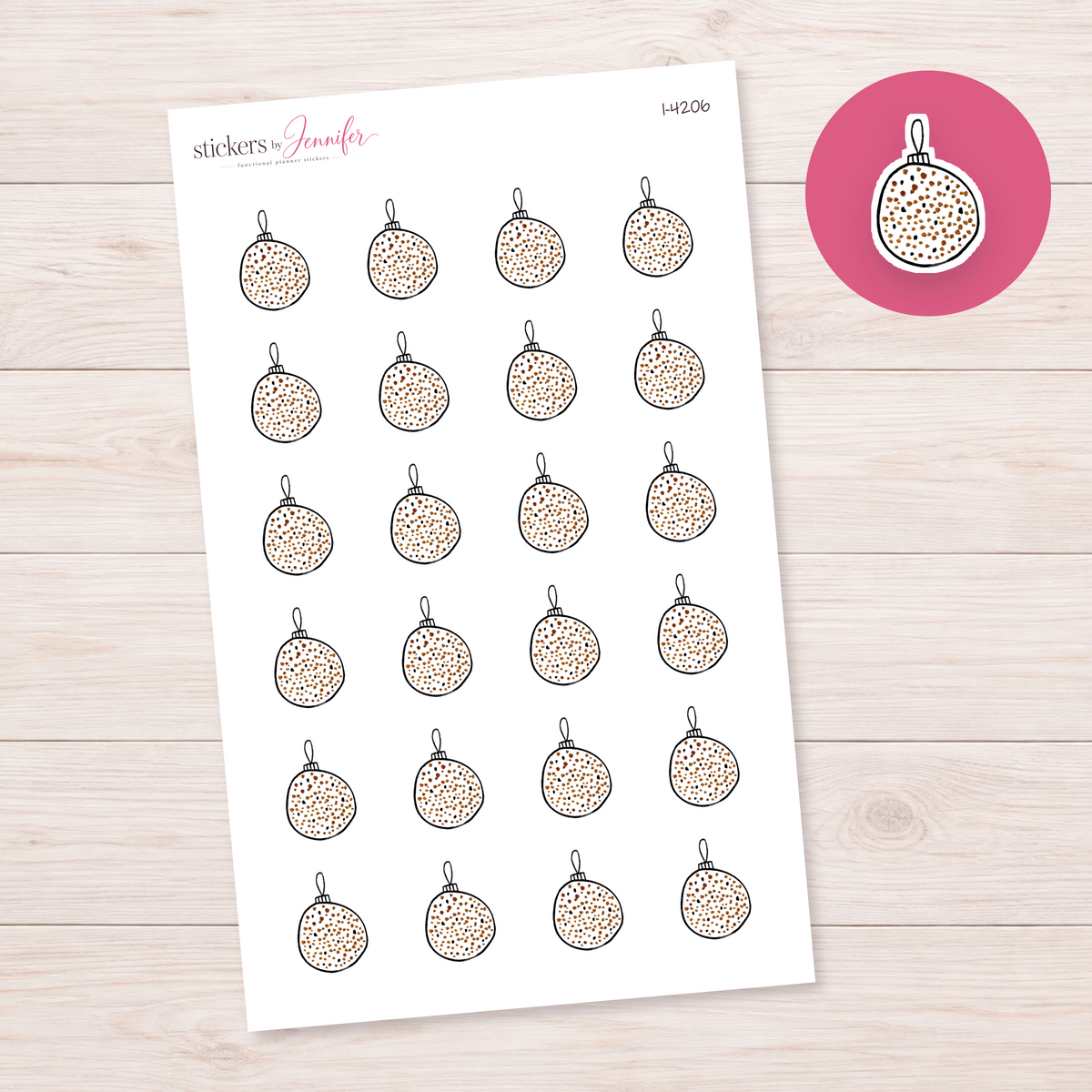 Gold Speckled Bauble Planner Stickers | I-4206