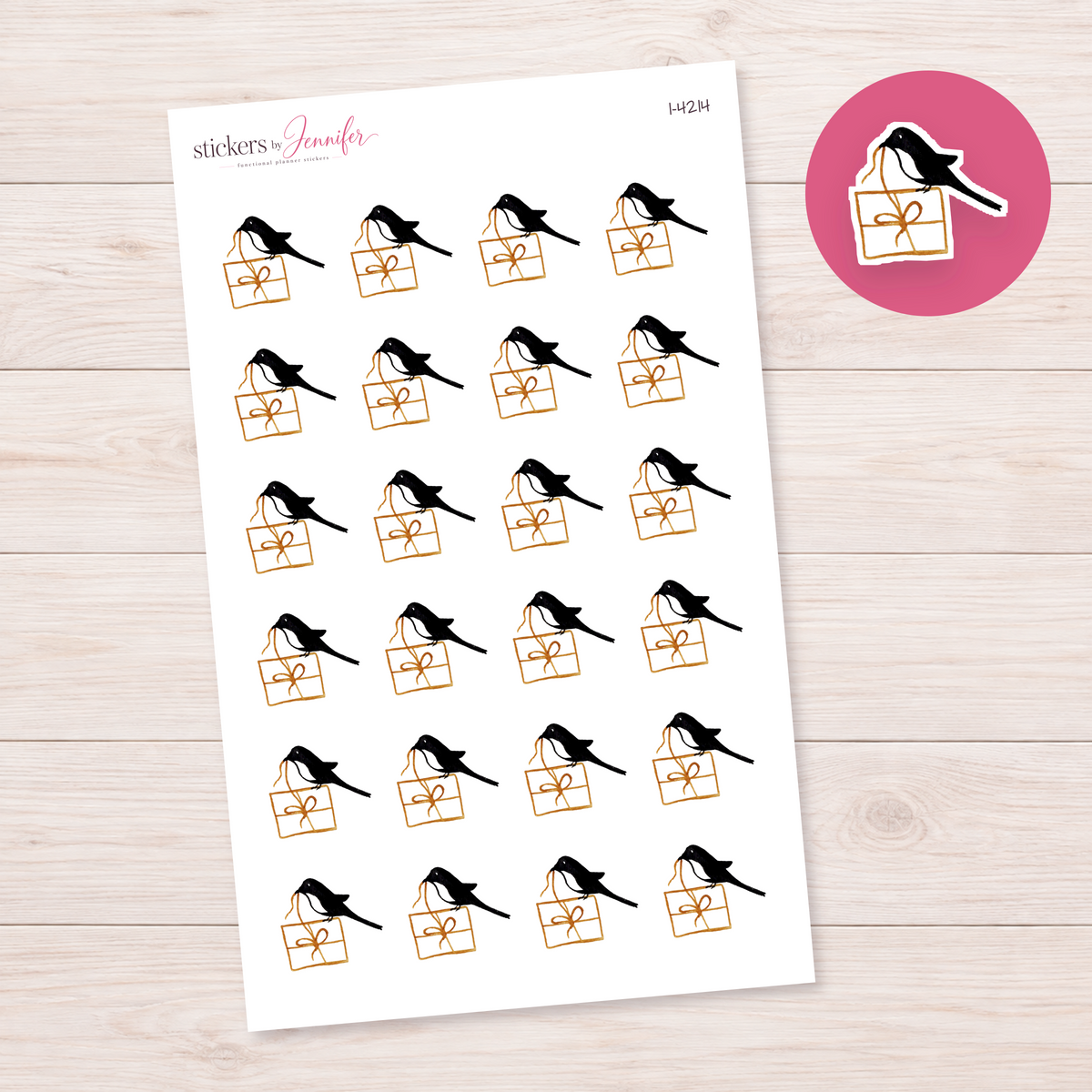 Bird Carrying a Present Planner Stickers | I-4214