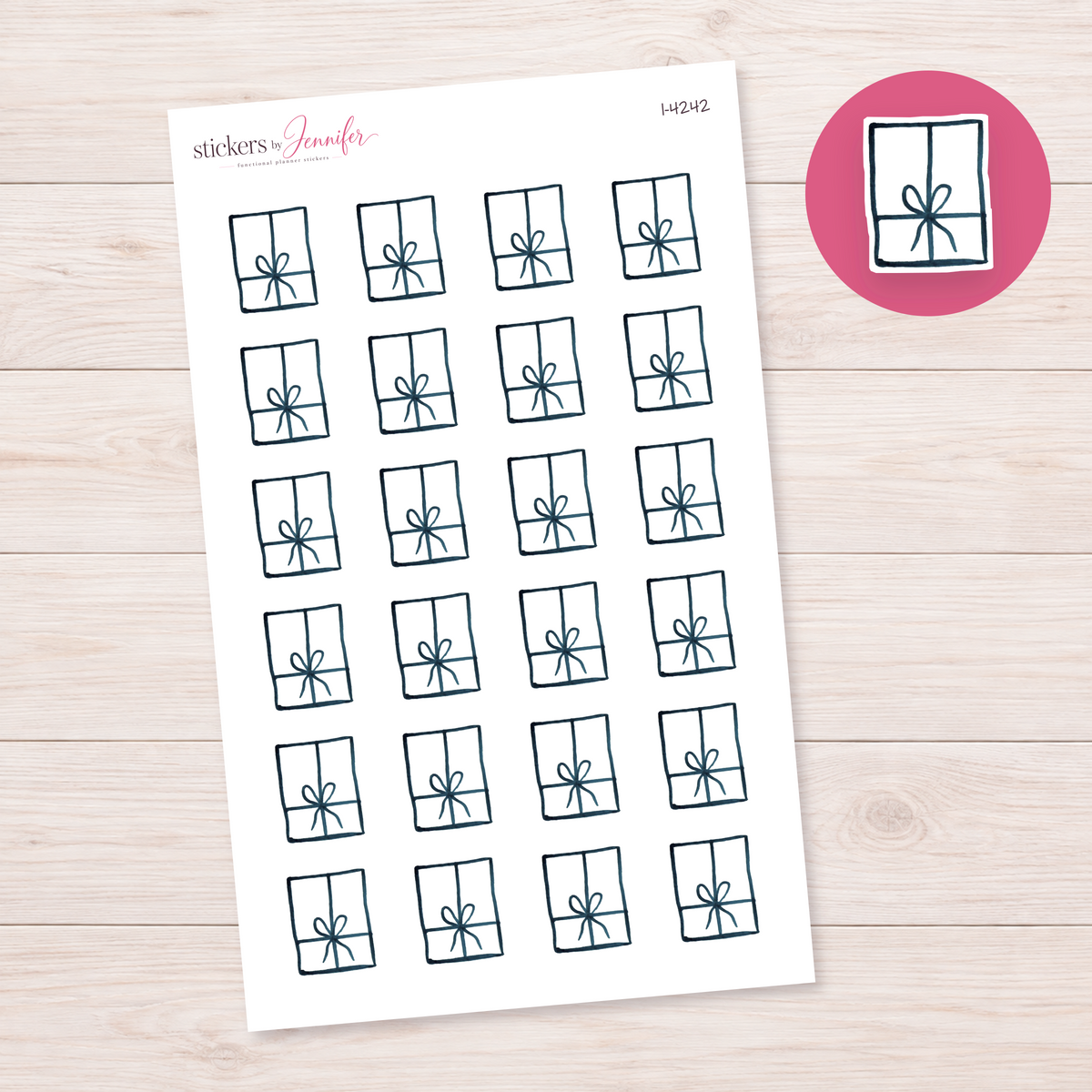 Blue Outline Gift Planner Stickers | I-4242