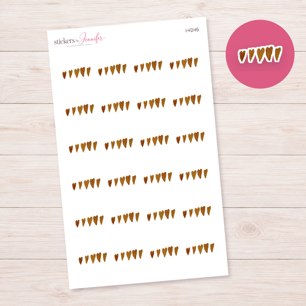 Golden Heart Row Planner Stickers | I-4245