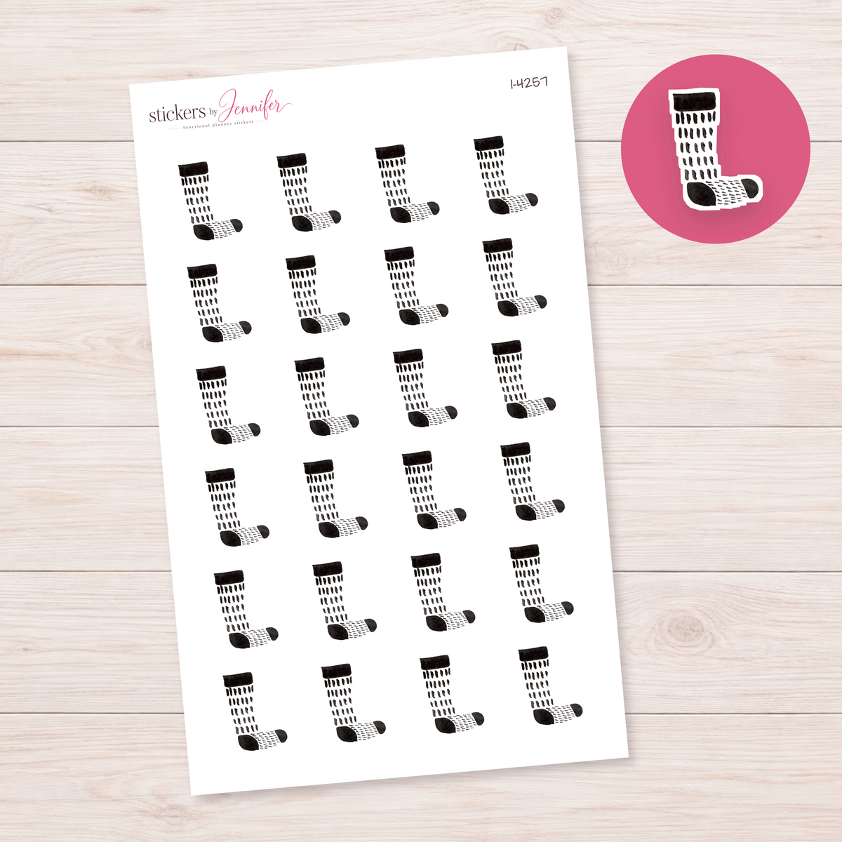 Black Patterned Stocking Planner Stickers | I-4257