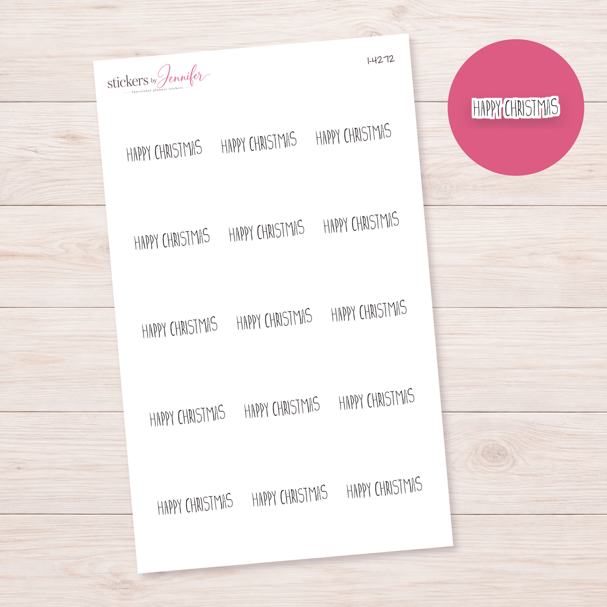 Happy Christmas Lettering Planner Stickers | I-4272