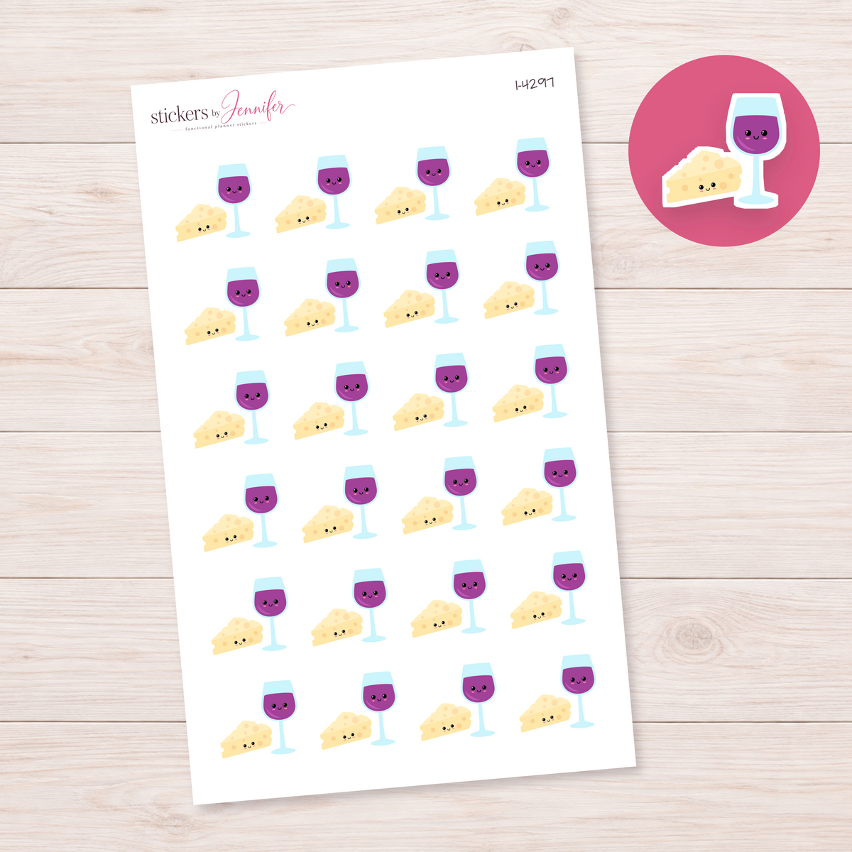 Wine and Cheese Pair Planner Stickers | I-4297