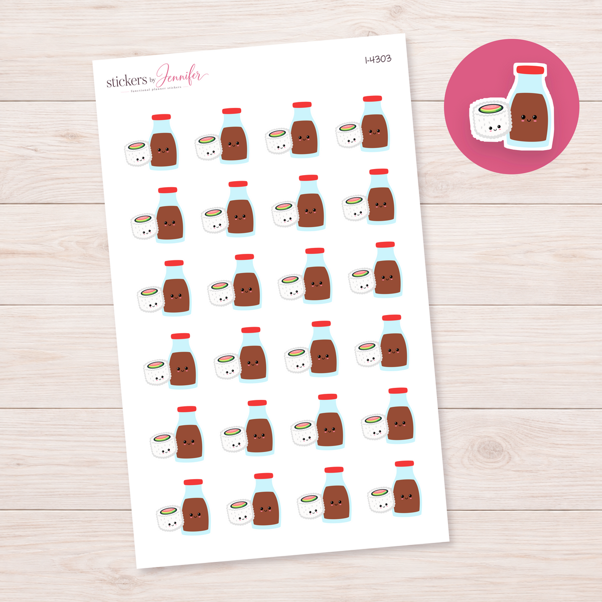 Sushi and Soy Sauce Pair Planner Stickers | I-4303