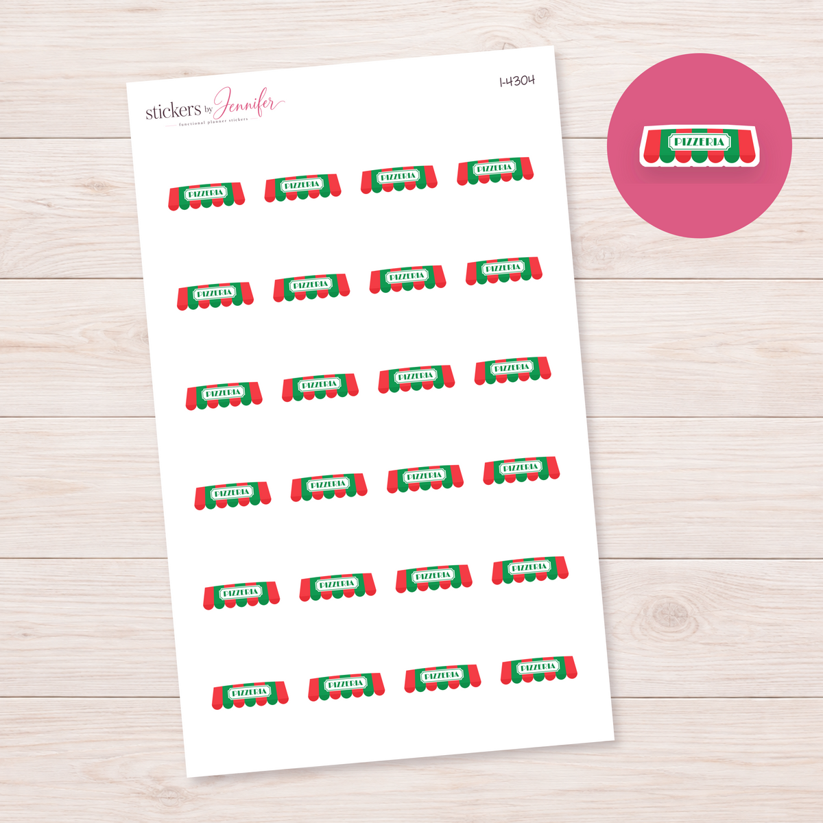 Pizzeria Awning Planner Stickers | I-4304