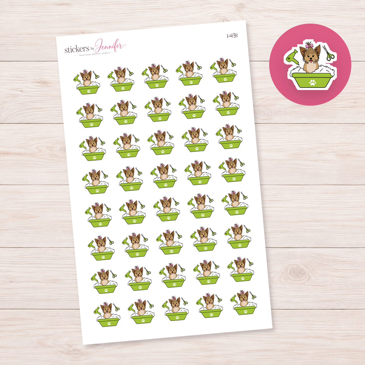 Lime Dog Grooming Tub Planner Stickers | I-431