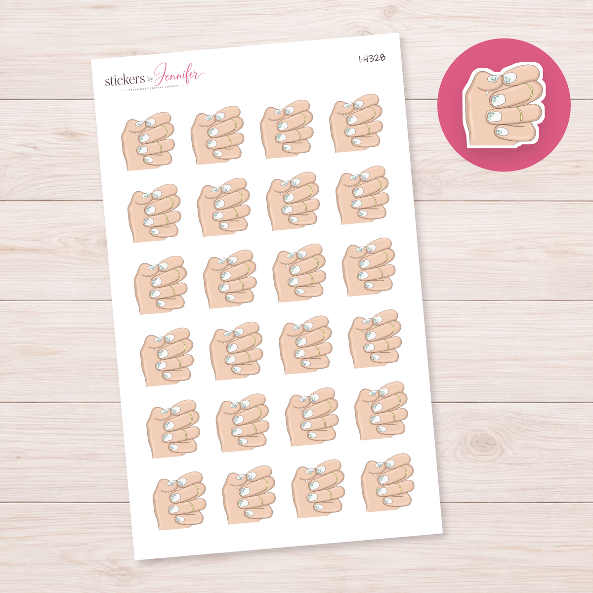 White Floral Manicure Planner Stickers | I-4328