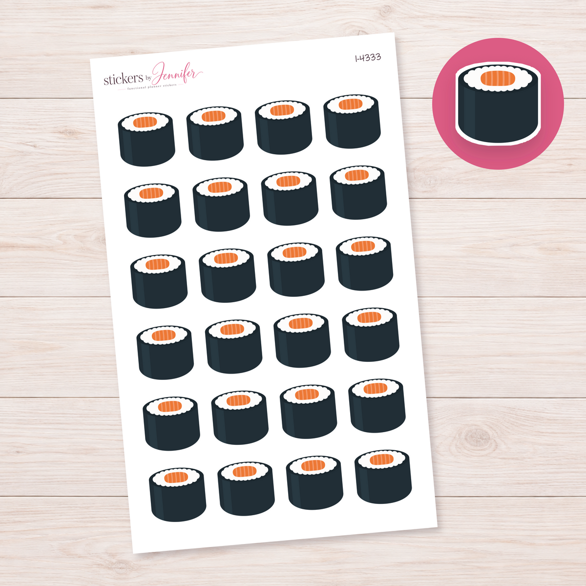 Salmon Sushi Roll Planner Stickers | I-4333