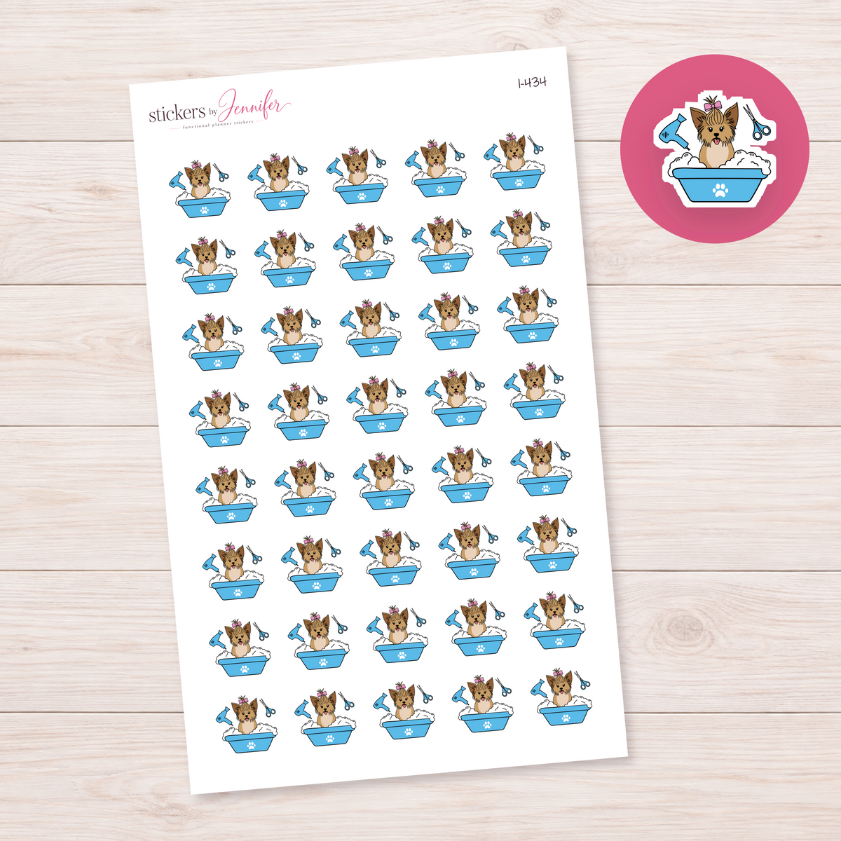 Sky Blue Dog Grooming Tub Planner Stickers | I-434