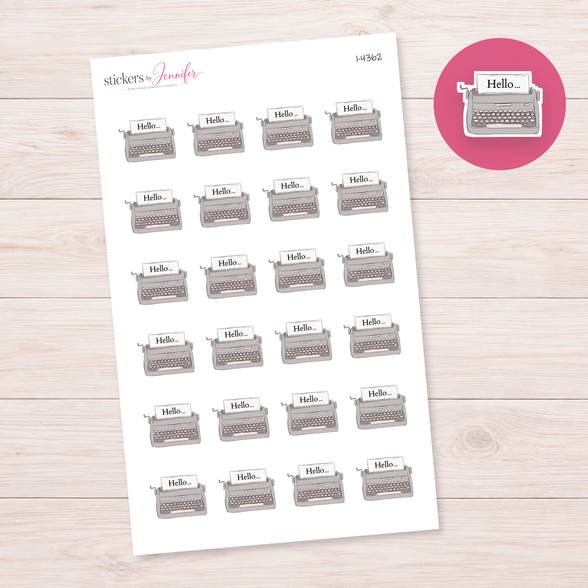 Hello Typewriter Planner Stickers | I-4362