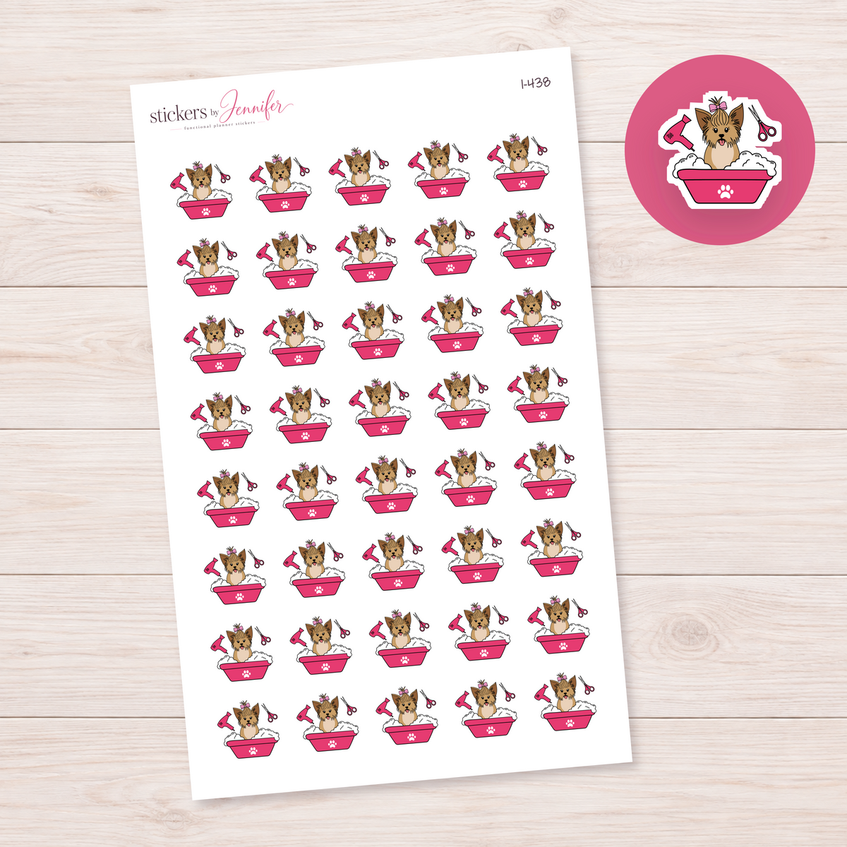 Pink Dog Grooming Tub Planner Stickers | I-438