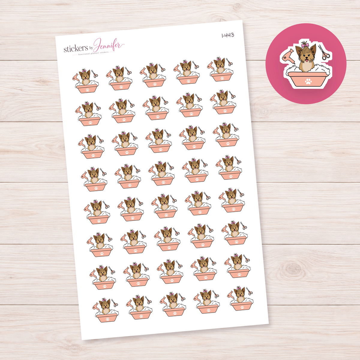 Peach Dog Grooming Tub Planner Stickers | I-443