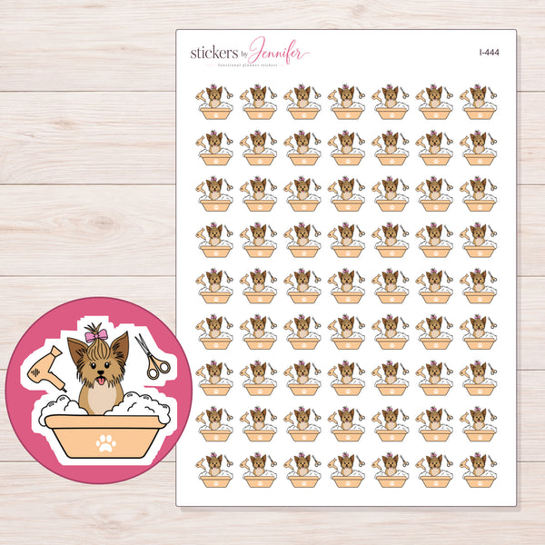 Apricot Dog Grooming Tub Planner Stickers | I-444 — enlarged contour-cut detail