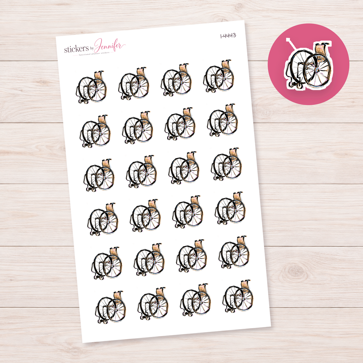 Black and Gold Wheelchair Planner Stickers | I-4443