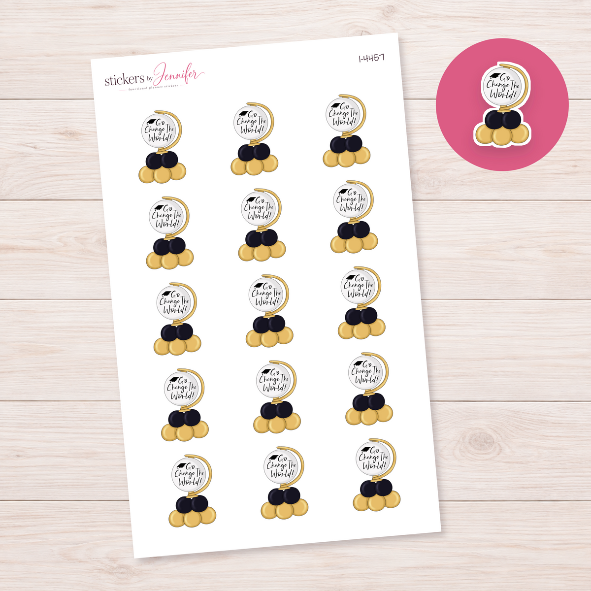 Graduation Globe Planner Stickers | I-4457