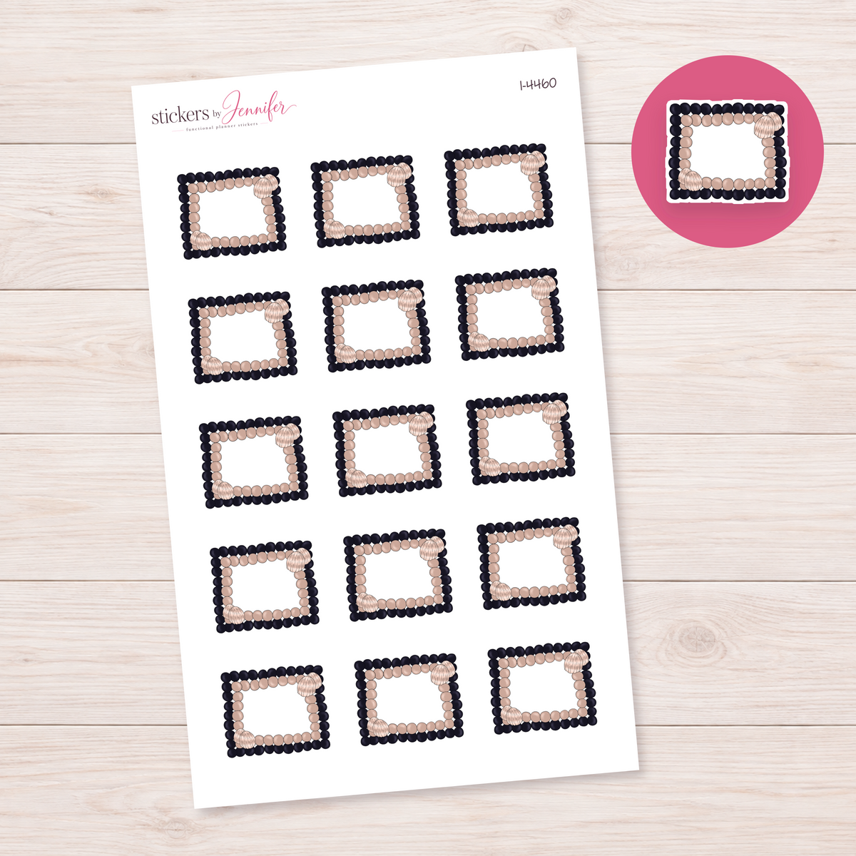 Blush and Black Balloon Frame Planner Stickers | I-4460