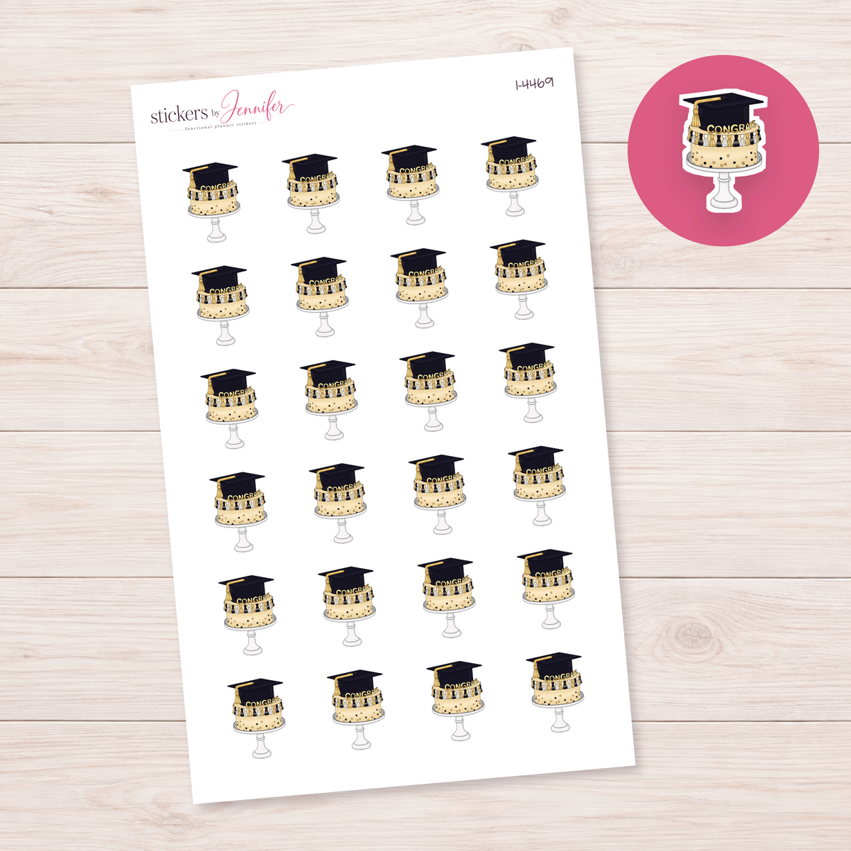 Gold Graduation Cake Planner Stickers | I-4469