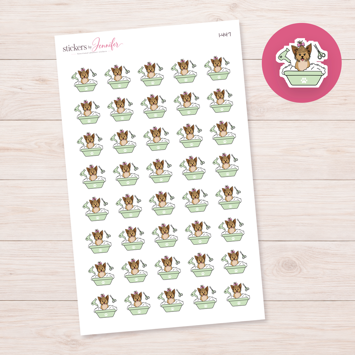 Mint Dog Grooming Tub Planner Stickers | I-447