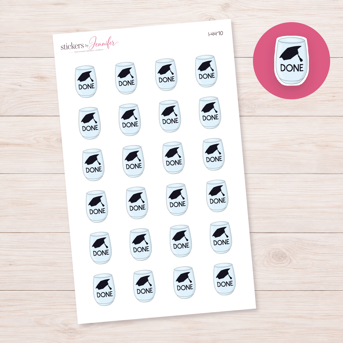 Black Done Graduation Glass Planner Stickers | I-4470