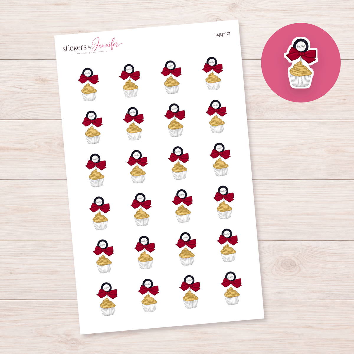 Golden Finally Cupcake Planner Stickers | I-4479