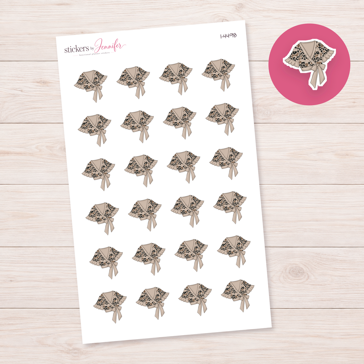 Tan Leopard Tie-Front Blouse Planner Stickers | I-4498