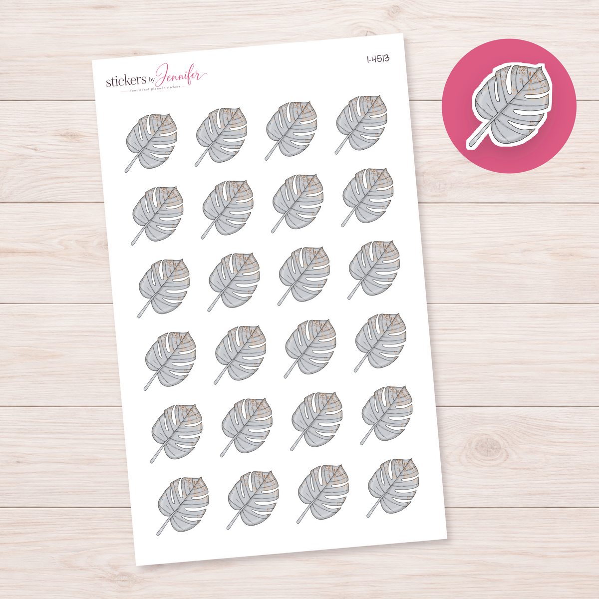 Pale Monstera Leaf Planner Stickers | I-4513