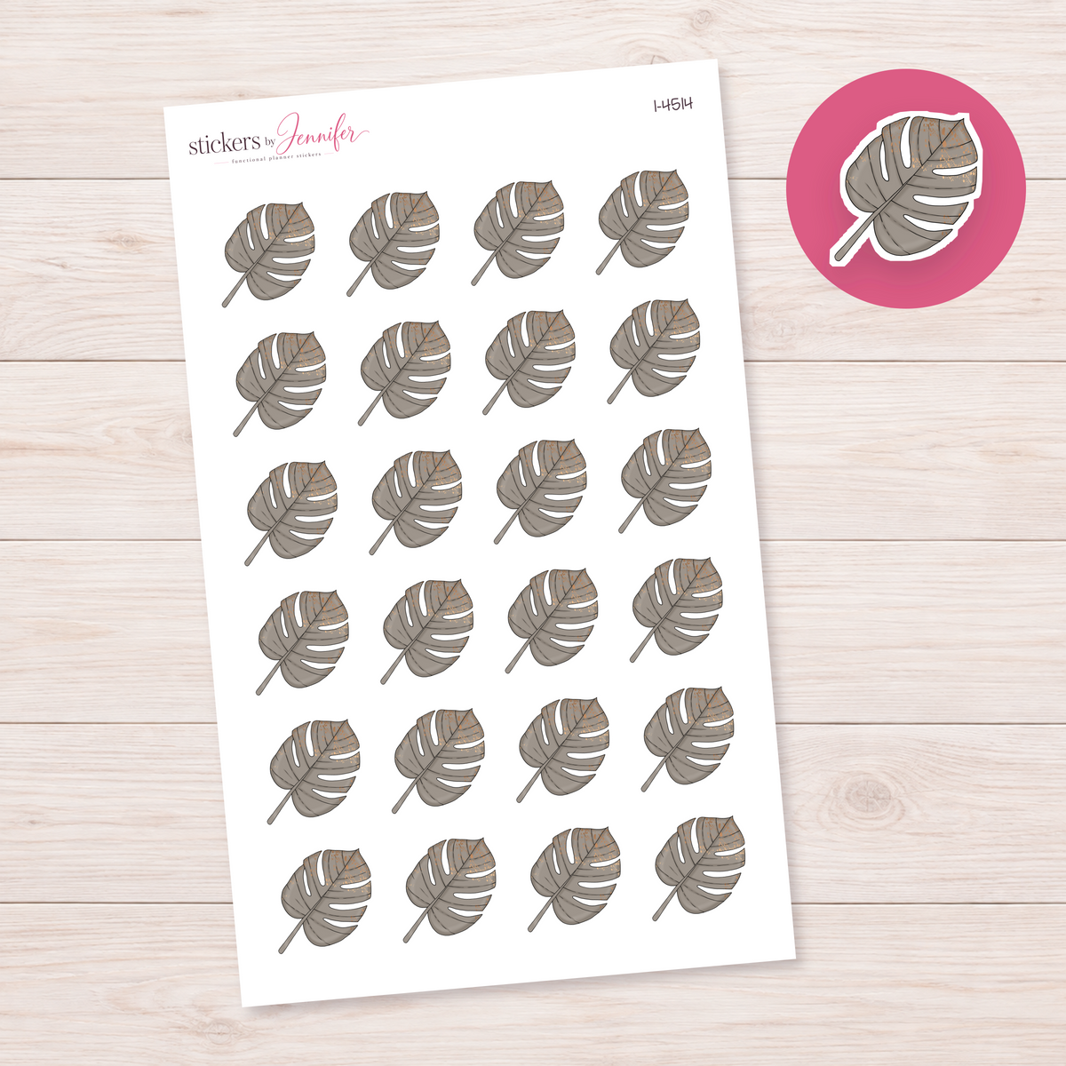 Neutral Monstera Leaf Planner Stickers | I-4514