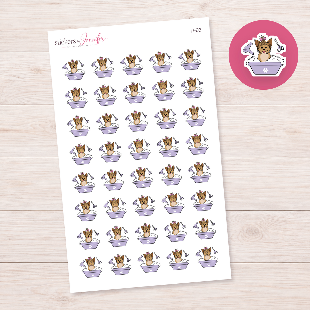 Lavender Dog Grooming Tub Planner Stickers | I-452