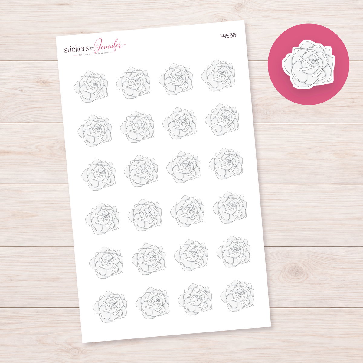 White Spiral Rose Planner Stickers | I-4535