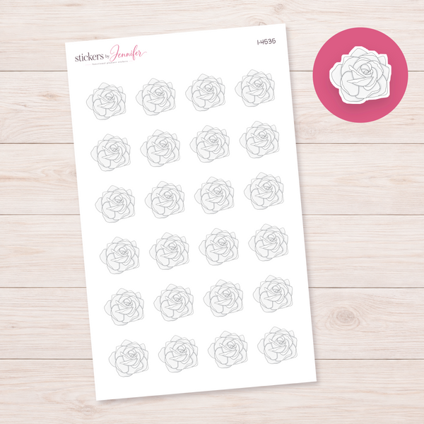 White Spiral Rose Planner Stickers | I-4535