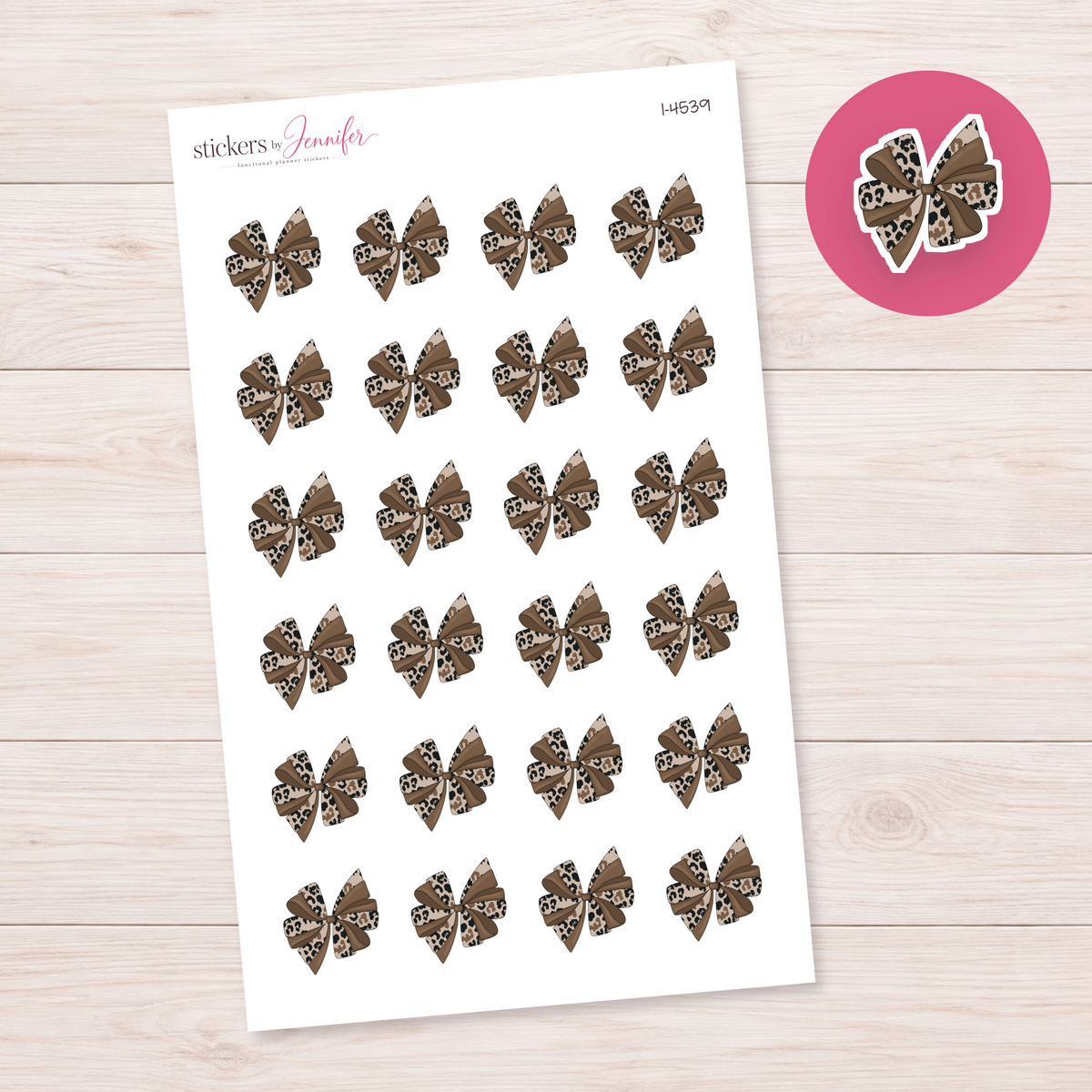 Leopard Ribbon Bow Planner Stickers | I-4539