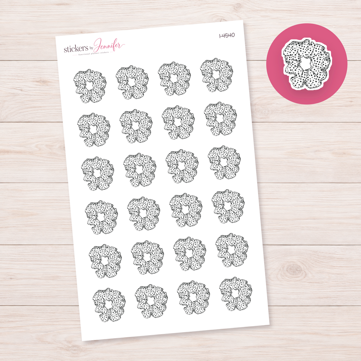 White Dotted Scrunchie Planner Stickers | I-4540