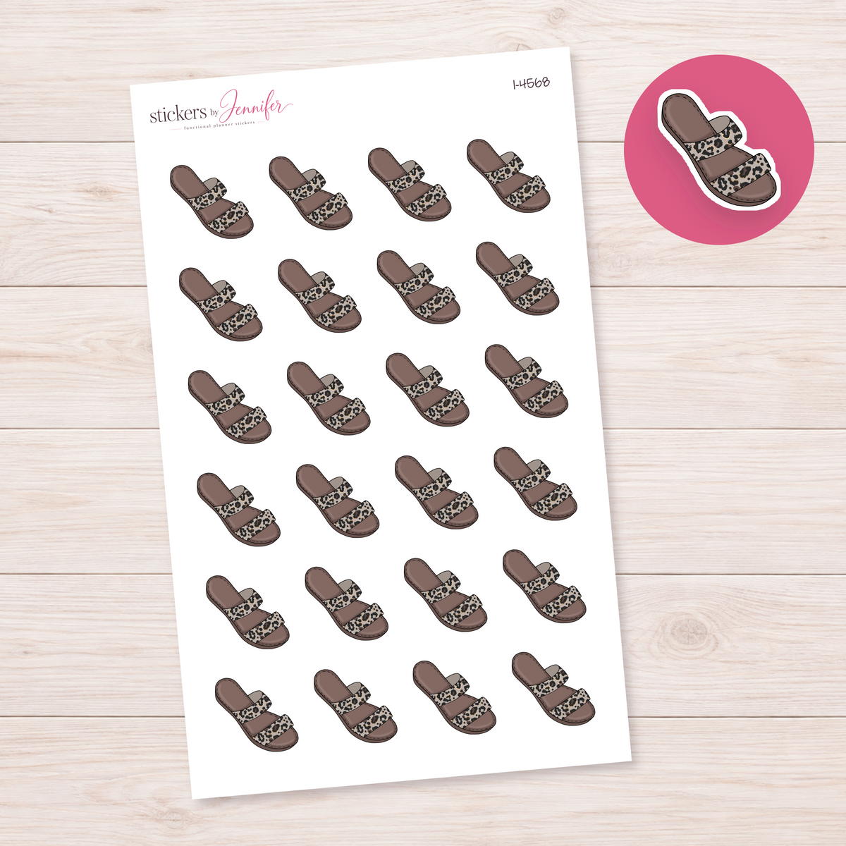 Leopard Slide Sandal Planner Stickers | I-4568