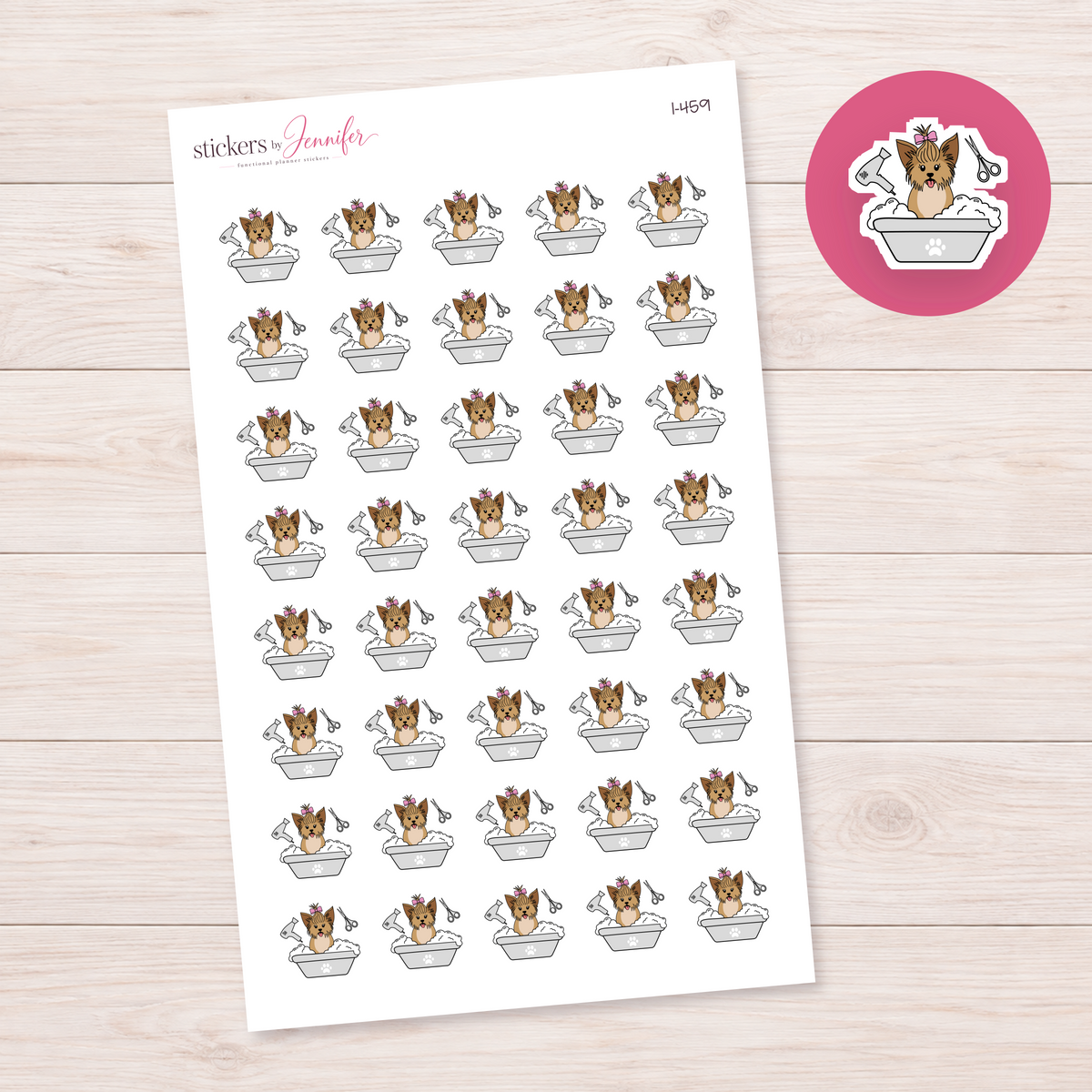 Gray Dog Grooming Bath Planner Stickers | I-459