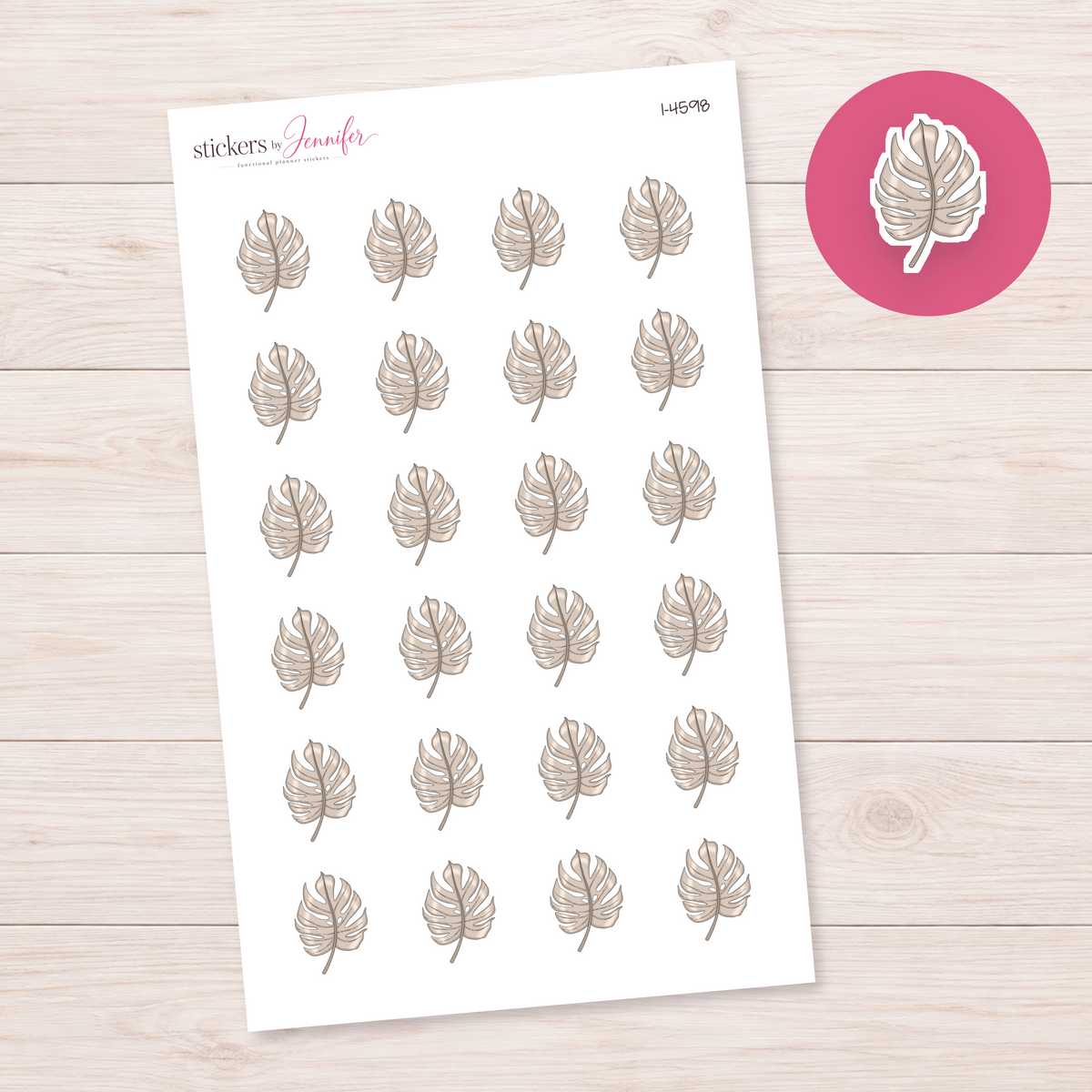 Neutral Monstera Leaf Planner Stickers | I-4598