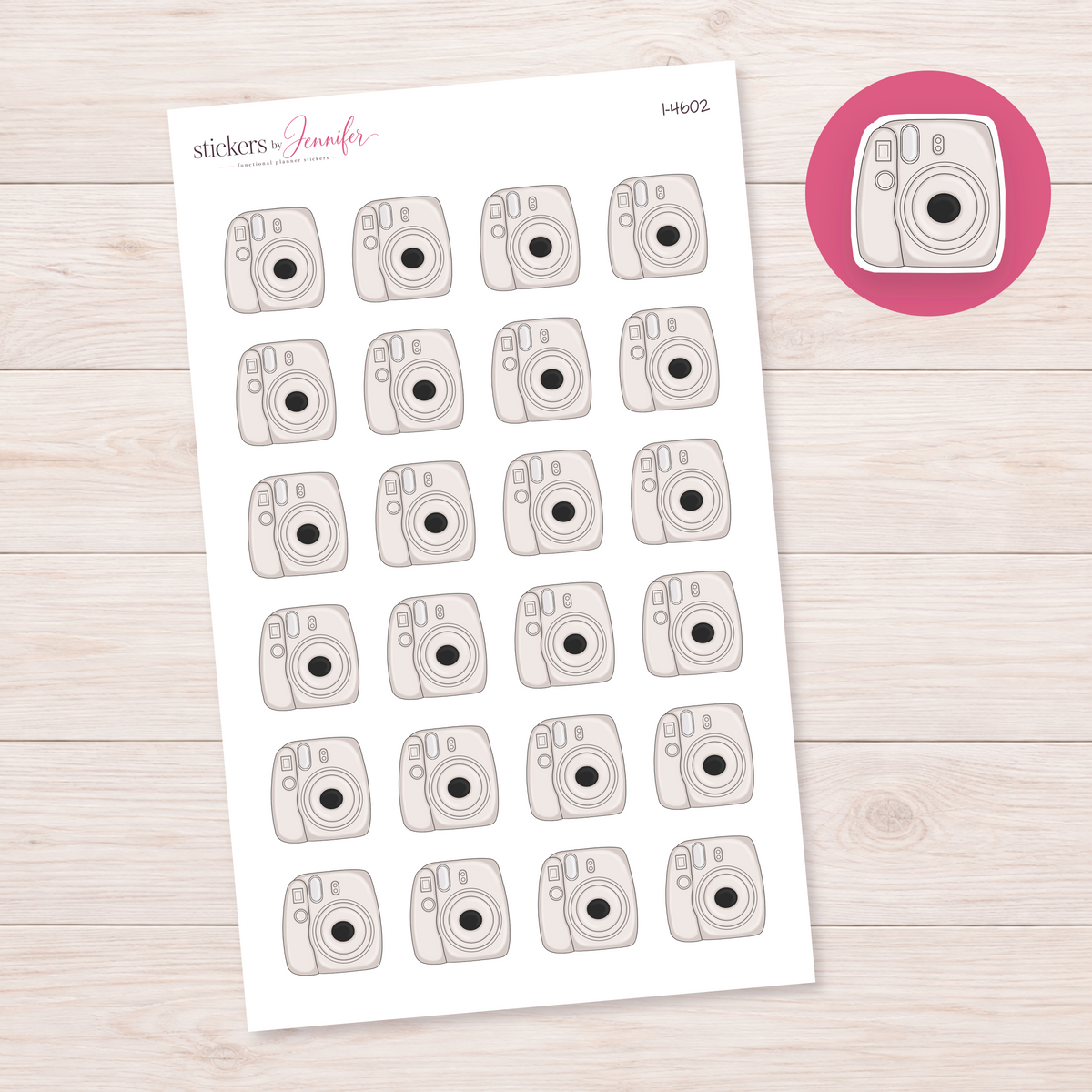 Pale Blush Instant Camera Planner Stickers | I-4602