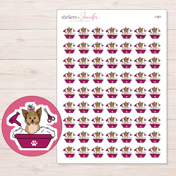 Berry Dog Grooming Planner Stickers | I-461 — enlarged contour-cut detail
