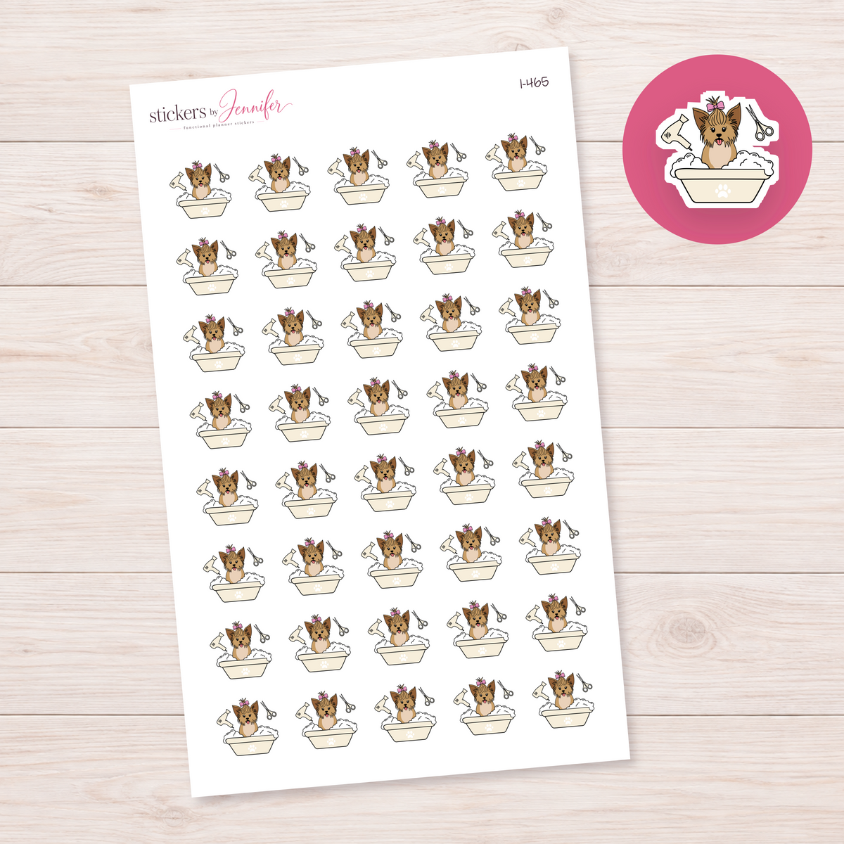 Cream Dog Grooming Tub Planner Stickers | I-465