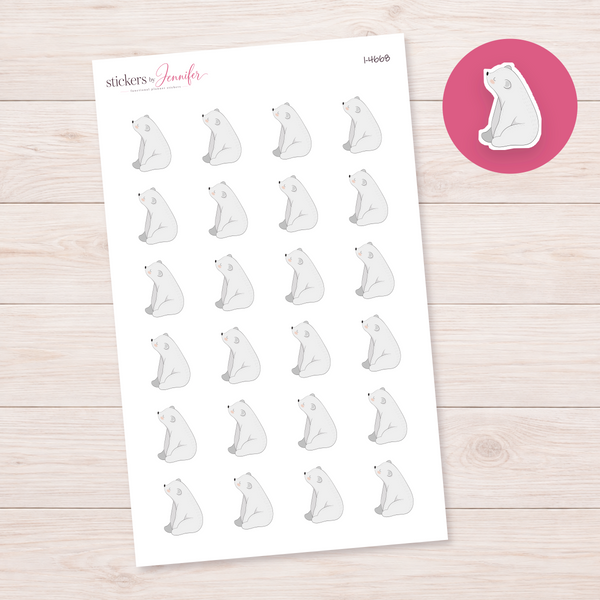 Little White Polar Bear Planner Stickers | I-4668